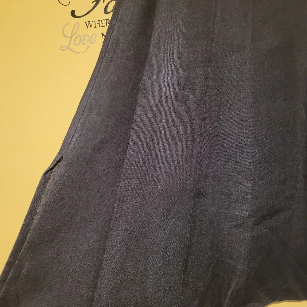 Talbots Black Peite Midi A-Line Side Slits Skirt - Picture 5 of 8